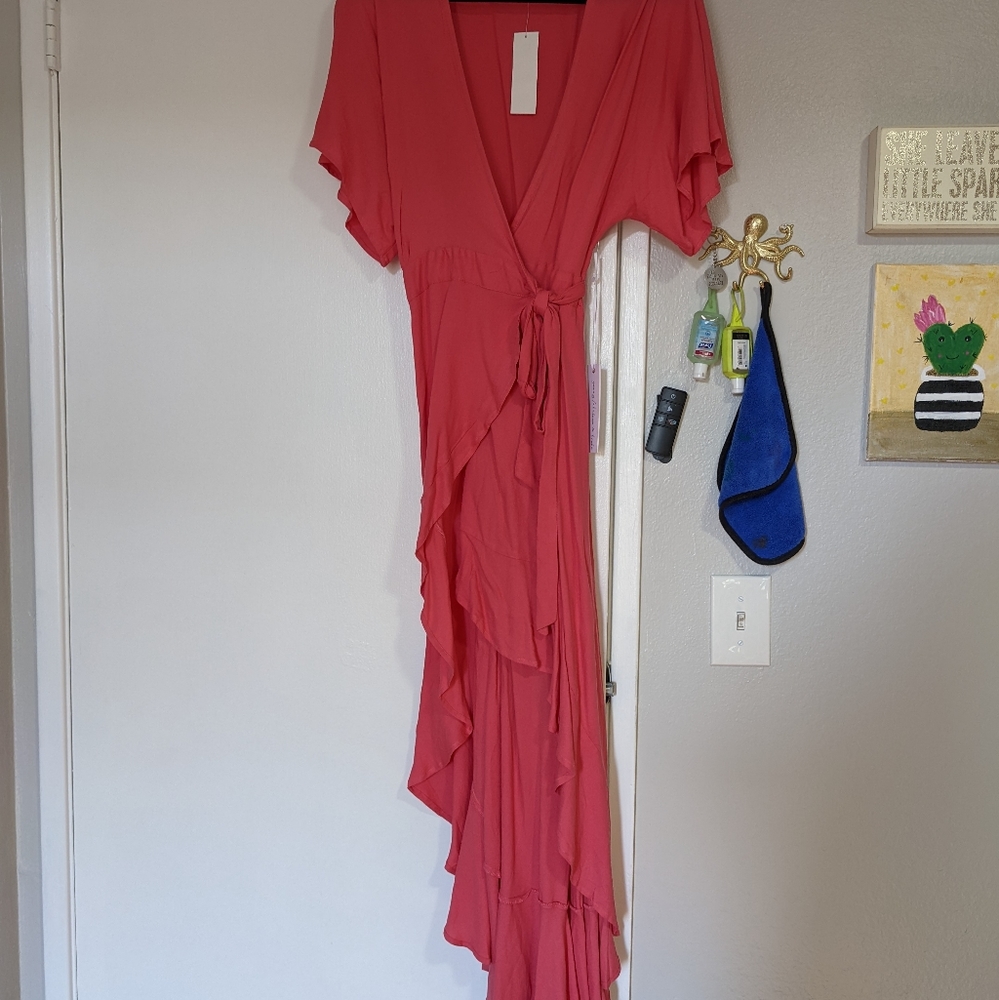Coral wrap dress